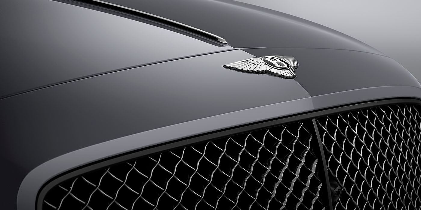 Bentley Baku Bentley Flying Spur S Cambrian Grey colour, featuring Bentley insignia and assertive matrix front grillle