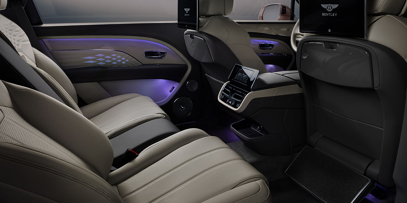 Bentley Baku Bentley Bentayga EWB Azure SUV rear interior with Bentley Diamond Illumination