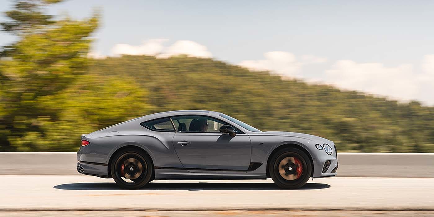 Bentley Baku Bentley Continental GT S coupe in Cambrian Grey paint profile dynamic driving