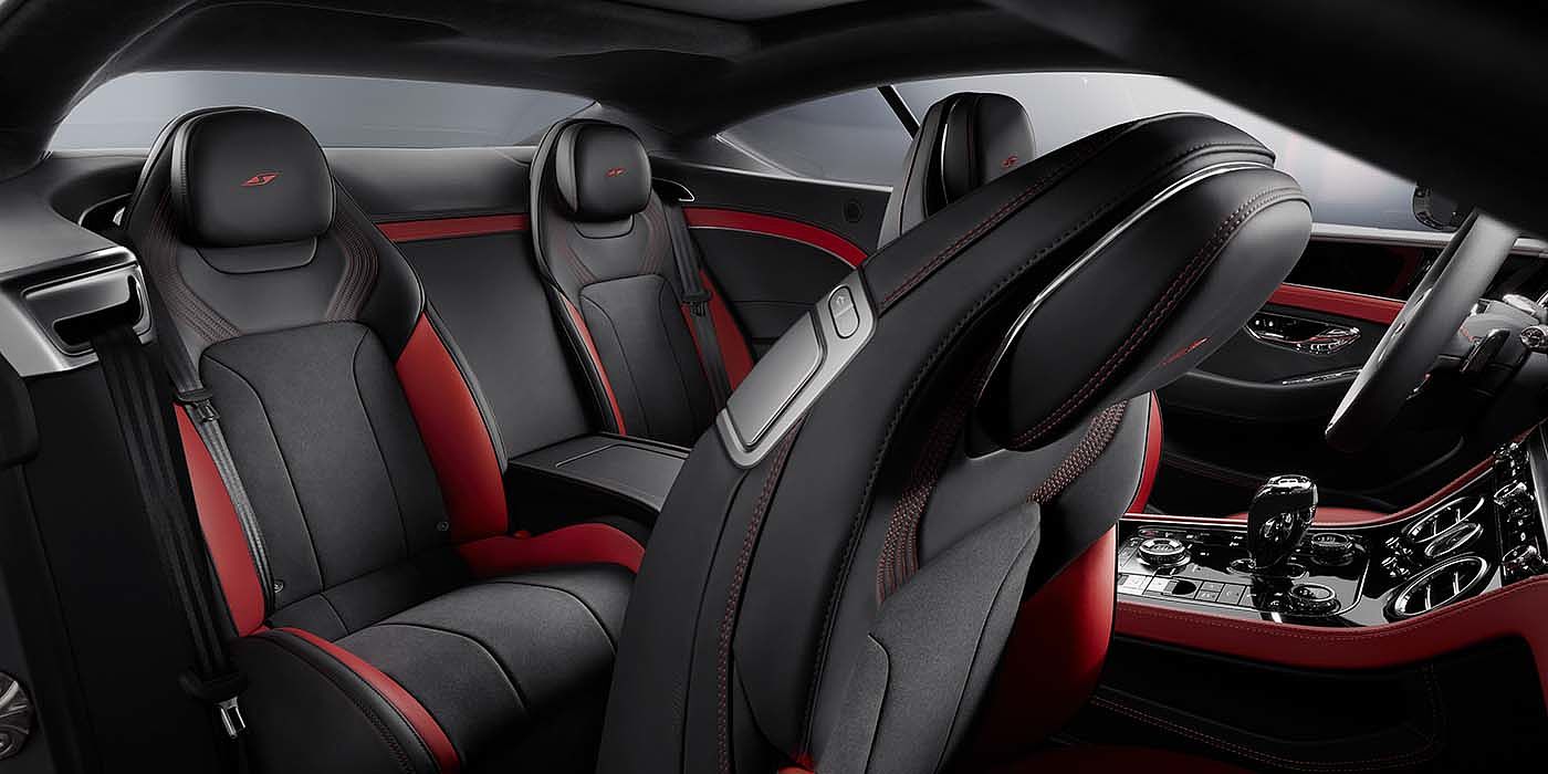 Bentley Baku Bentley Continental GT S coupe in Beluga black and Hotspur red hide with S emblem stitching