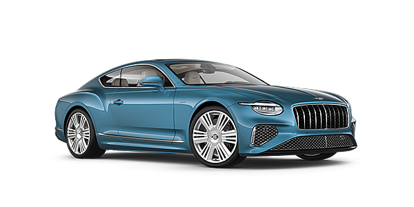 Bentley Baku New Bentley Continental GT Azure coupe front three quarter in Light Windsor Blue paint