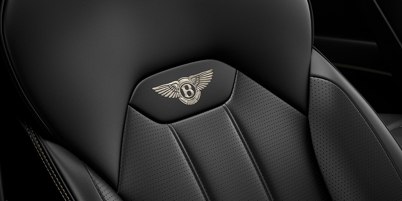 Bentley Baku Bentley Bentayga SUV seat detail in Beluga black hide
