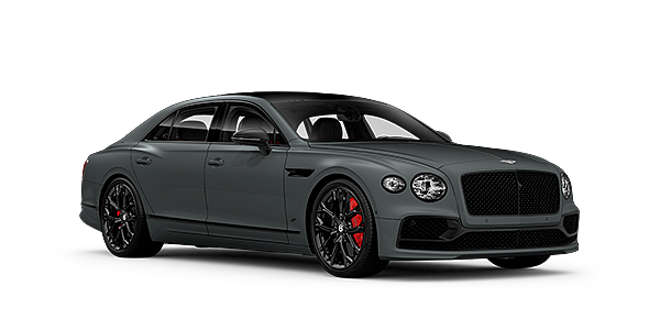 Bentley Baku Bentley Flying Spur S front side angled view in Cambrian Grey coloured exterior. 